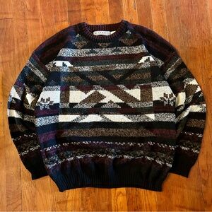 Vintage M. Gerald Grandpa ‘90s Geometric Pattern Multicolor Crewneck Sweater L